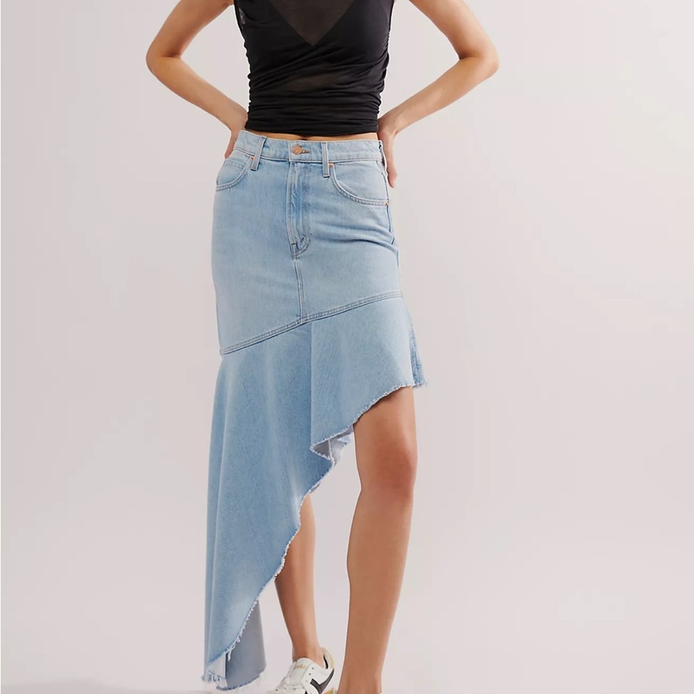 Mother Snacks Asymmetrical Denim Skirt